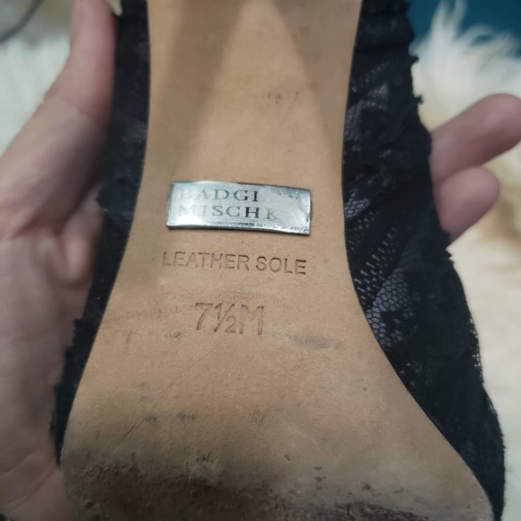 Badgley mishka women's black lace round toe 4.5" heels size 7.5 - Picture 7 of 9